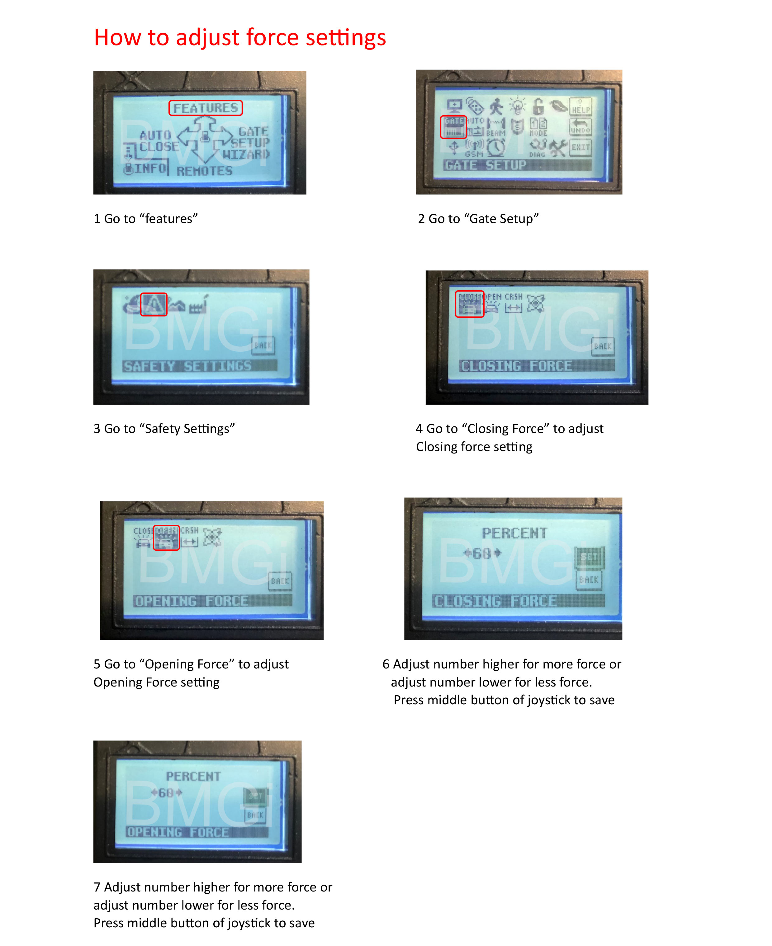 DACE ultima adjusting force settings