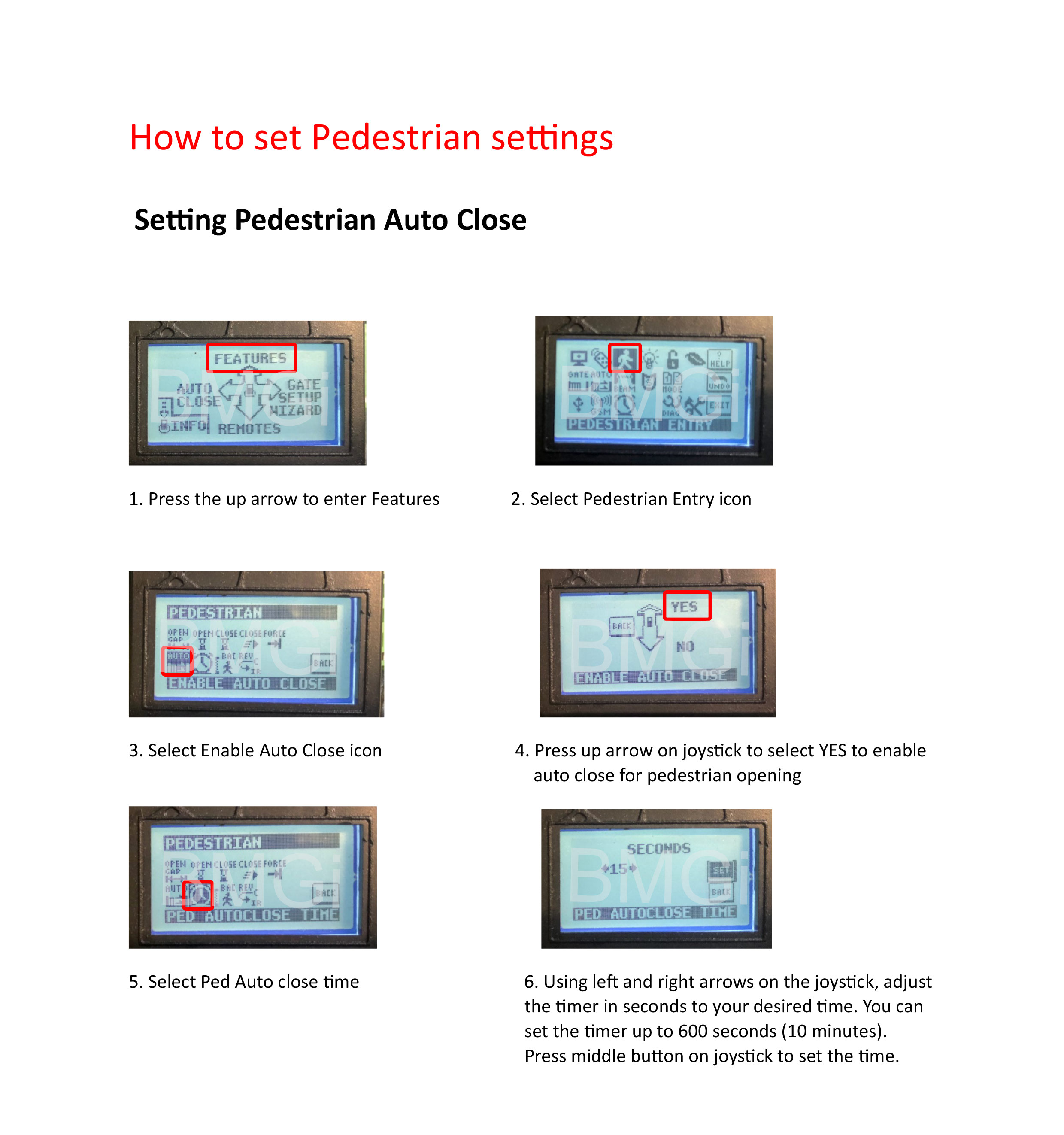 DACE ultima setting pedestrian auto close