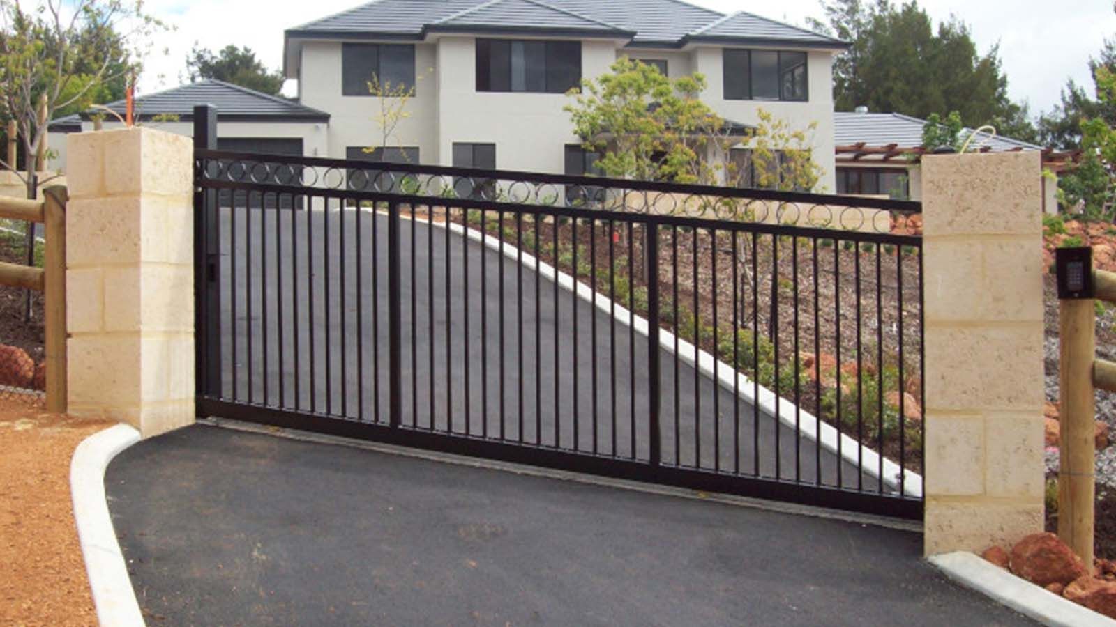 driveway gate on a rake, sliding gate, driveway gate, front gate, driveway gates brisbane