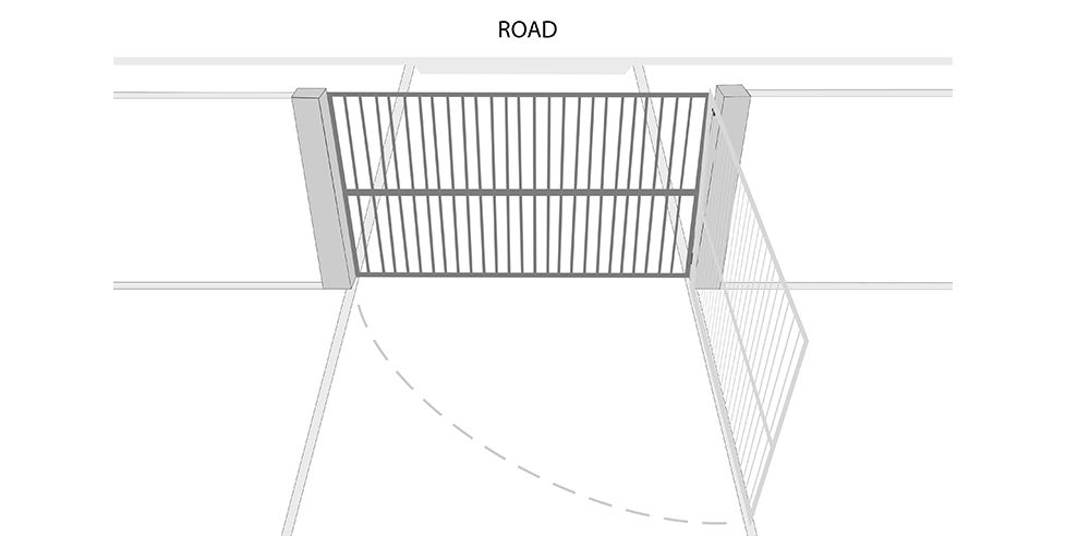 Swing inwards gate